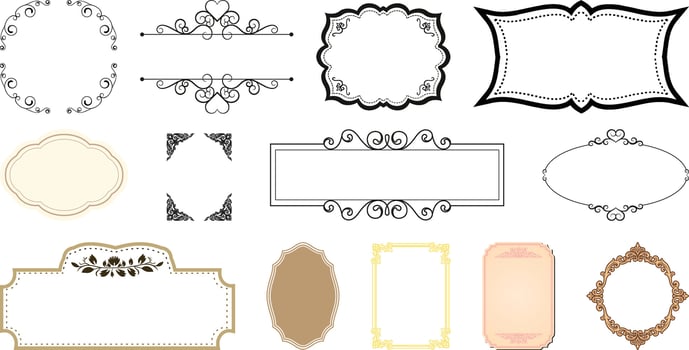 Set of Ornamental label frames collection vector
