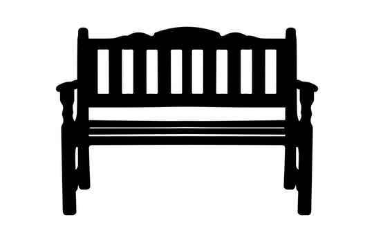 Park Bench Silhouette black Clipart isolated on a white background vector