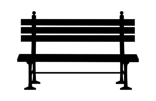 Park Bench Silhouette black Clipart isolated on a white background vector