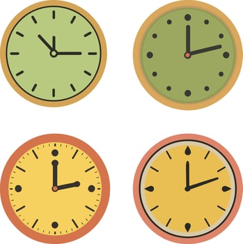 Collection of clock isolated illustration vector