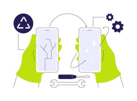 Refurbish electronics abstract concept illustration. vector