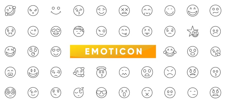 Emotions line icon set. Emoji, emotion, smile and sad outline icon collection. UI thin outline icons pack. vector