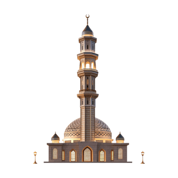 Islamic Minaret with Lights on Transparent Background png