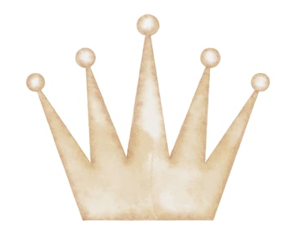 Watercolor Golden Crown. Illustration of element for little princess or queen in pastel yellow colors. Drawing for baby birthday greeting cards or newborn invitations. Art for childish design vector