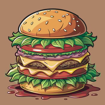 Delicious burger food on background vector