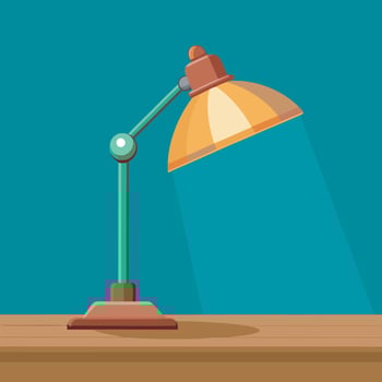 lamp on a wooden table vector