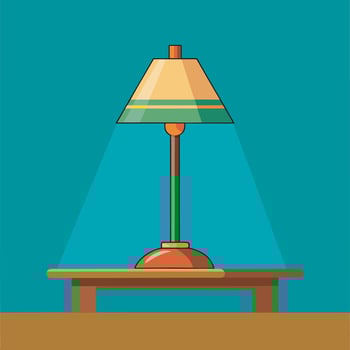 lamp on a wooden table vector