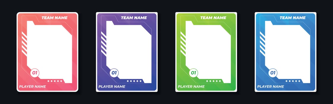 trading card template design for sports, picture frame for player performance, photo frame or border collection for hockey, basketball and football player, sports flyer design vector