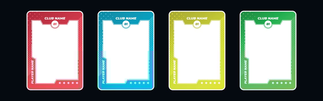 trading card template design for sports, picture frame for player performance, photo frame or border collection for hockey, basketball and football player, sports flyer design vector
