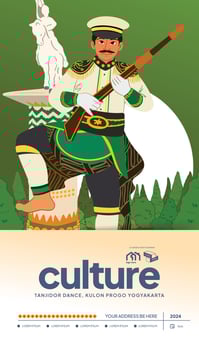 Tanjidor dance Flat design layout idea for tourism event Indonesian culture vector