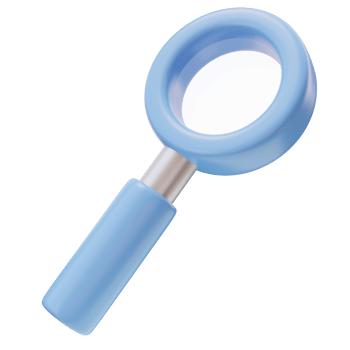3D icon of a blue magnifying glass. Search tool icon, detective item, research concept. Used for zooming in on details concept. 3D render illustration png