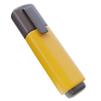 3D icon of yellow Highlighter Pen. Office icon, Stationery item, school tool concept. Marking important information. 3D render illustration. png