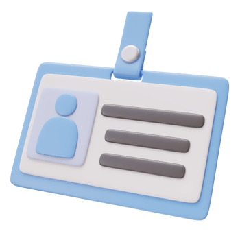 3D icon of ID card with photo. Office icon, personal item, identification concept. Verifying identity and access control. 3D render illustration. png