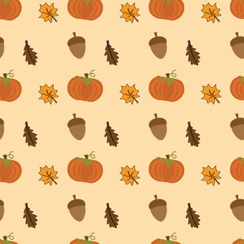 Leaf Berry Pumpkin Mix Seamless Pattern Design vector