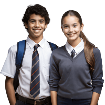 Smiling Teenagers in School Uniforms Standing Together png