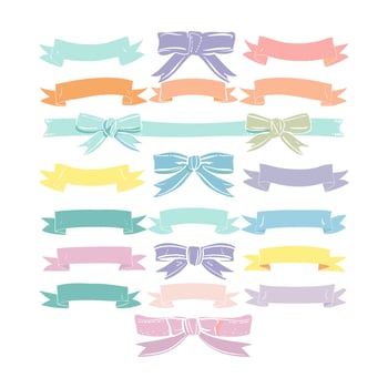 set ribbon cute illustration vector