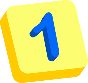 Number 1, 3D Education Block Cartoon Alphabet png