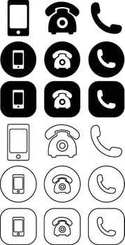 Phone and Smartphone Black Icon Set vector
