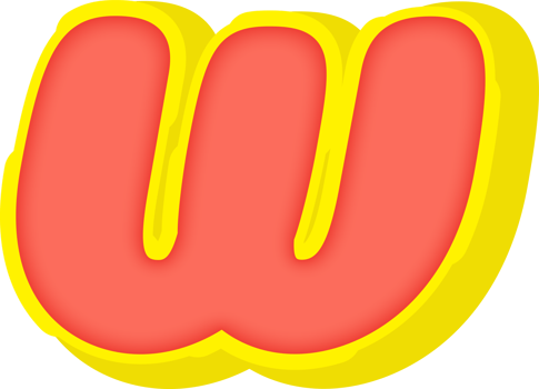 Party Comic Alphabet 3D Letter W png