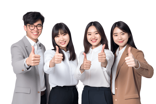 Group asian business people giving thumbs up png