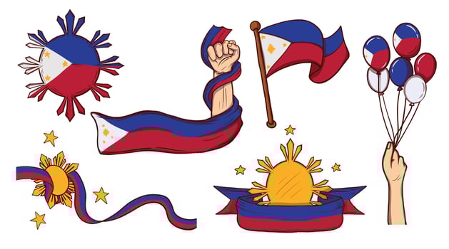 Handdrawn Philippines independence republic national illustration vector
