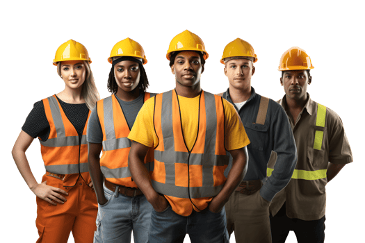a group of construction workers standing together png