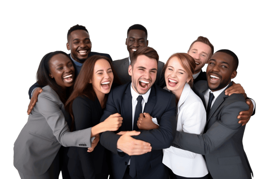 a group of business people smiling and hugging png