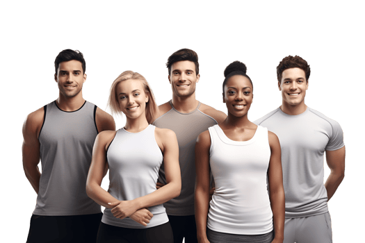 group of people in sports clothes png