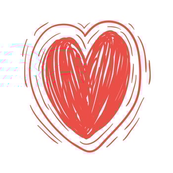 Doodle hand drawn heart drawing on white vector