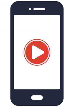 Smartphone with play button icon flat illustration isolated on white background. vector