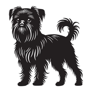 Brussels Griffon dog silhouette Design, Dog Clipart illustration in black and white vector