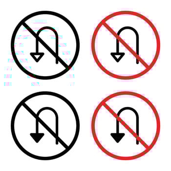 No u turn road sign vector