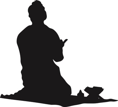 Muslim Pray Silhouette Isolated on White Background. Illustration Design. vector
