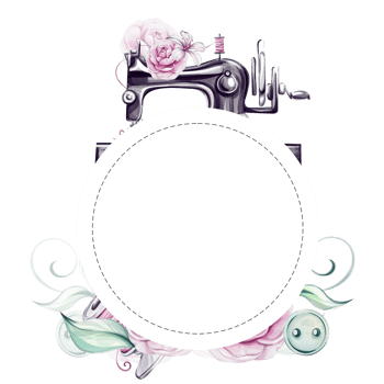 Watercolor circle frame, template- vintage sewing machine, buttons and romantic flowers. Bouquet of roses and anemones. For tailoring, clothes design. Handcraft in retro style. Vintage old-fashion png