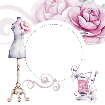 Watercolor vintage circle frame, template - sewing tools, Mannequin Stand for Tailoring and Fashion Design with roses. Clothes design for lady. Handcraft in retro style. Old-fashion for postcard png