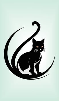 Cat Silhouette International Cat Day. vector