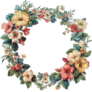 an illustration of flowers in a frame png