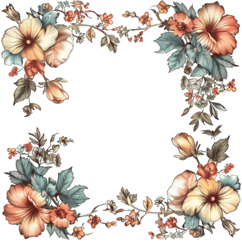 an illustration of flowers in a frame png