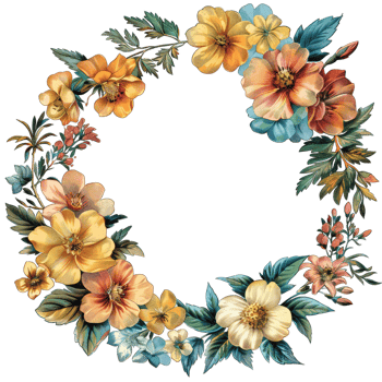 an illustration of flowers in a frame png