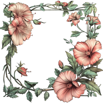 an illustration of flowers in a frame png