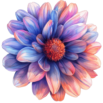watercolor flower with blots and paint splatters png