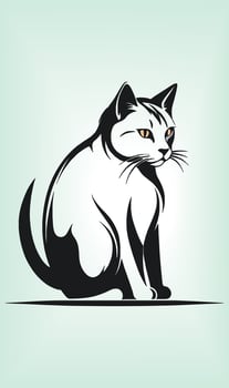 Cat Silhouette International Cat Day. vector