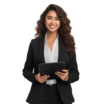 business woman holding tablet pc png