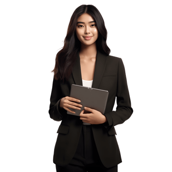 asian business woman holding a tablet computer png