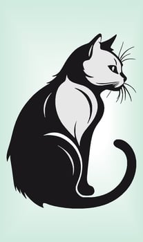 Cat Silhouette International Cat Day. vector