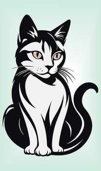 Cat Silhouette International Cat Day. vector