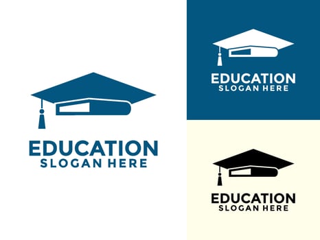 Education logo template, Education University logo with Graduation Hat and Book vector
