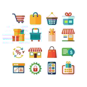 Retail and Shopping Icon Set Collection Illustration vector
