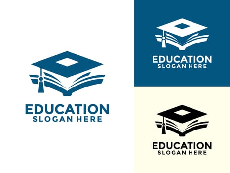 Education logo template, Education University logo with Graduation Hat and Book vector