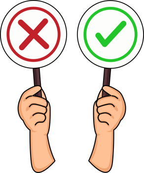 hand holding voting card with cross checkmark wrong and right or people making choice vote and polling png